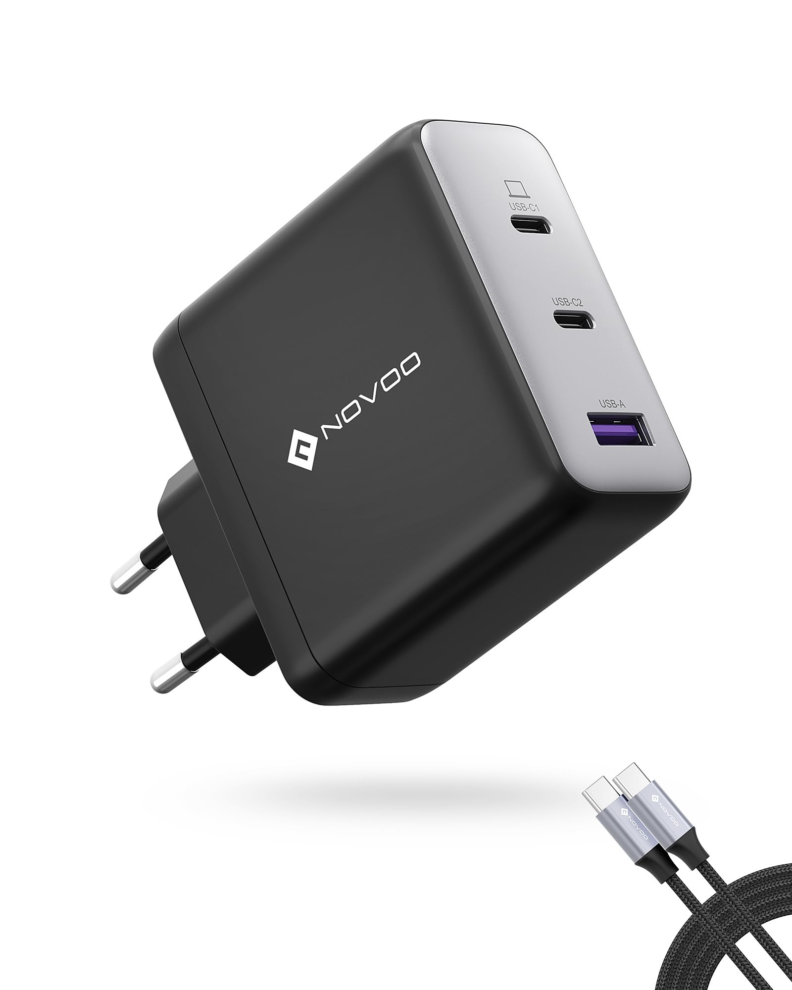 NOVOO Cargador USB C 120W, 3 Puertos GAN III, Cable PD 100W, MacBook