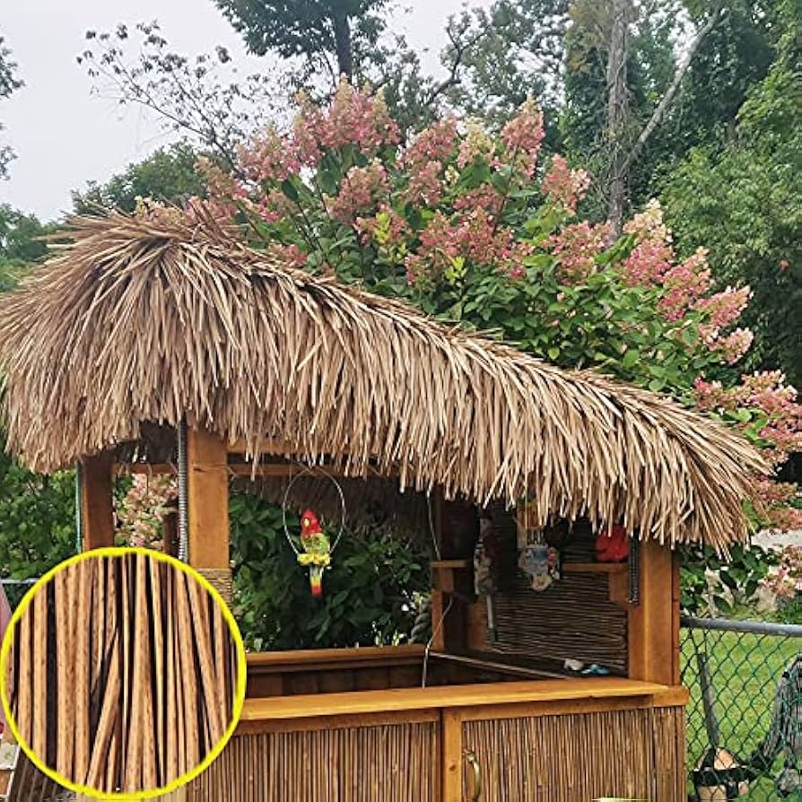 Thatch Roofing For Mexican Tiki Hut Grass - Tropical Paradise Tiki Bar Decor - Transform Your Outdoor Party With Grass Table Skirt & Wall Panels(Yellow, 40 X 16 Inch