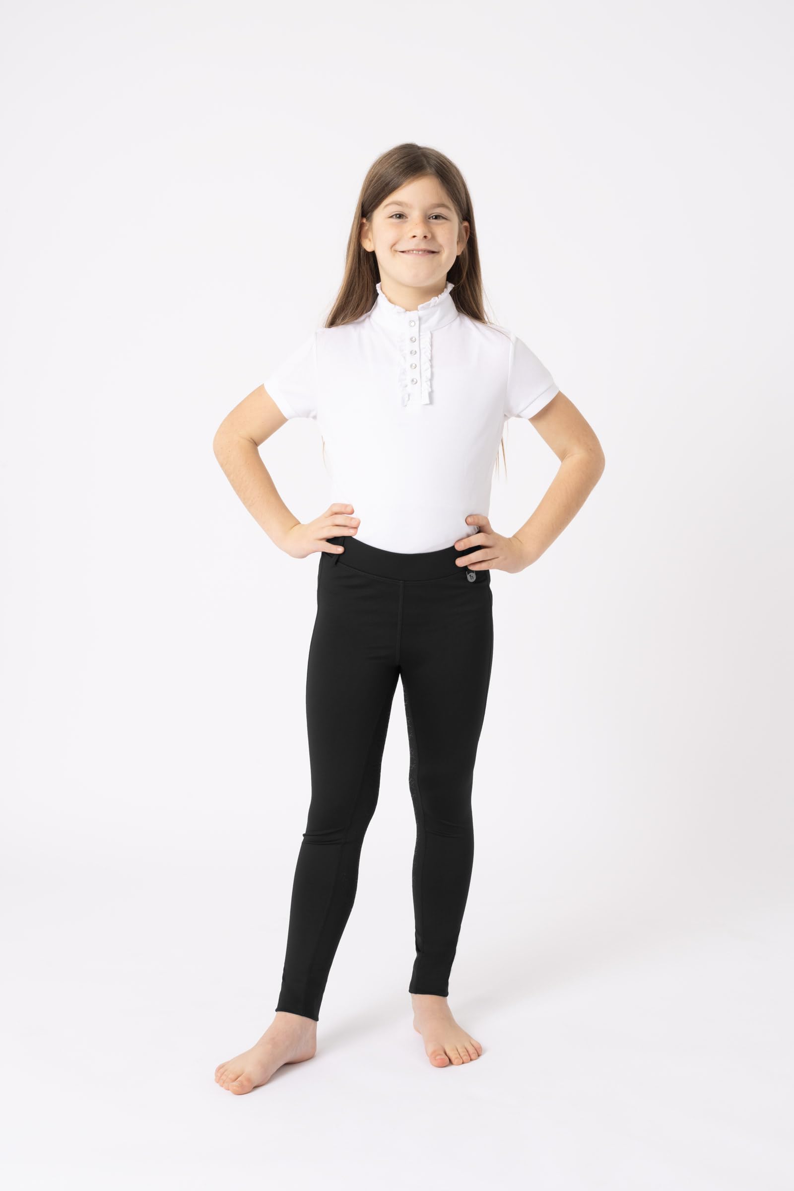 HORZE Legging d'équitation DEA, pour Enfant, Pantalon d'équitation pour Fille, Passants de Ceinture, empiècement Complet, Poche pour téléphone Portable