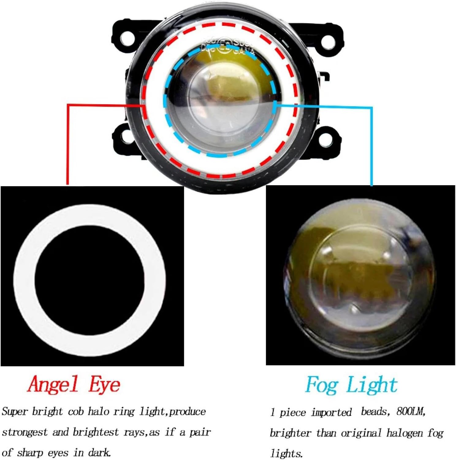 ANATUM Fog Light for N-issan Navara D40 2004-2015 1 Pair LED Fog Light Angel Eye Daytime Running Lamp DRL 12v