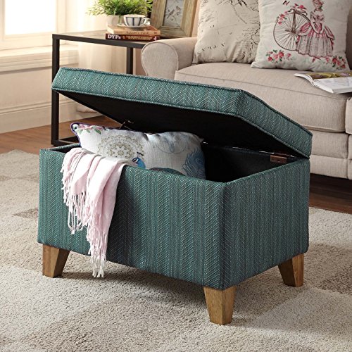 Image of HomePop 24 inch Medium Square Storage Ottoman - Teal