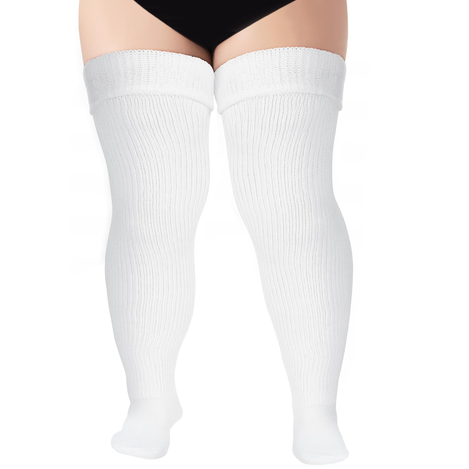 Tavaleu Plus Size Thigh High Socks for Thick Thighs - Womens Extra Long & Thick Over the Knee Knit High Socks Leg Warmers
