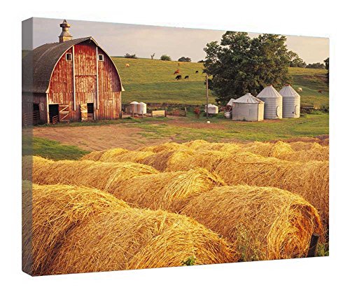 Cadre de vie de la ferme impression sur toile de lin et bois noble