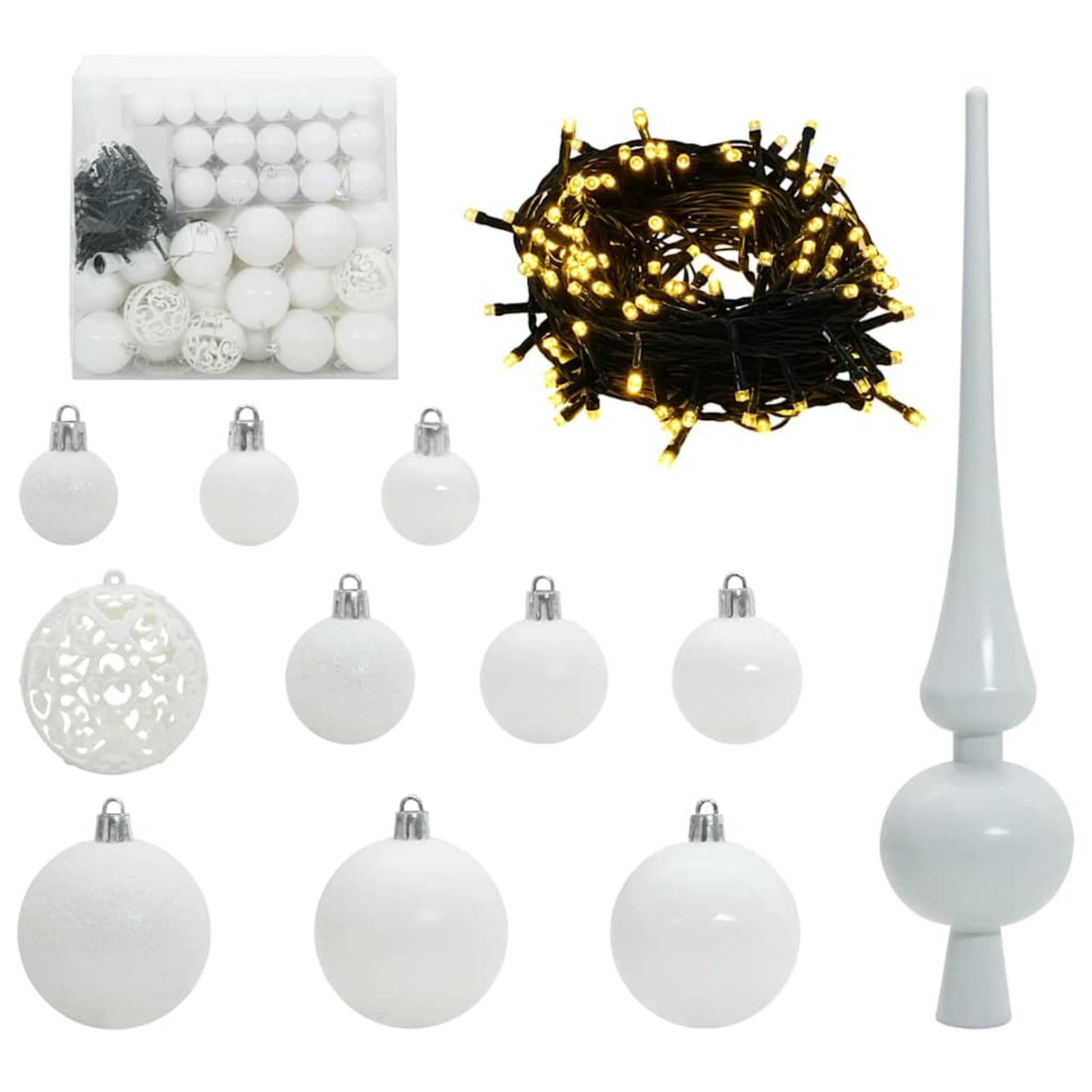 Gecheer Albero di Natale LED 240 cm, Artificiale con Rami in PVC e PE, Illuminazione Calda, Decorazione Elegante per Soggiorno e Giardino
