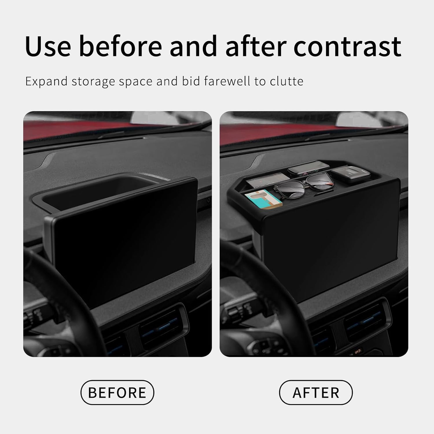 smabee Dashboard Storage Tray for Ford Maverick 2025 2026 (Not Fit 2022-2024) Center Console Display Box Hidden Tray Storage Organizer ABS Behind Screen Car Accessories