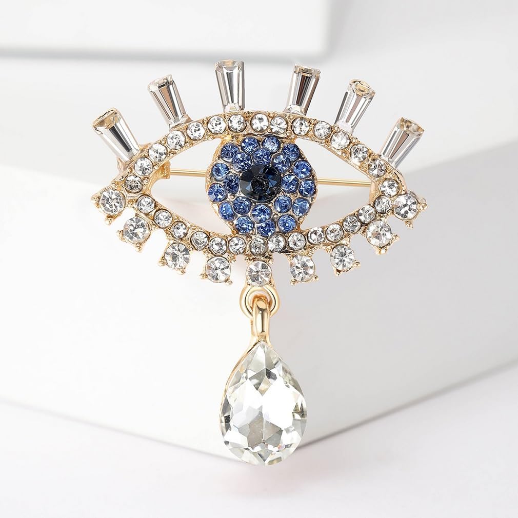 Evil Eye Brooch Pins for Women, Evil Eye Teardrop Brooch Pin, Cute Blue Eye Brooch Lapel Pin, Bohemian Evil Eye Brooches Pins for Women Hat Bag Suit Dress Accessories Jewelry