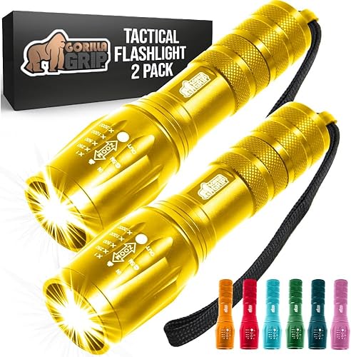 Miniatura 34 de Gorilla Grip Linterna táctica LED pequeña y potente, ultrabrillante, 5 modos ajustables, alcance hasta 750 pies, impermeable, batería de larga