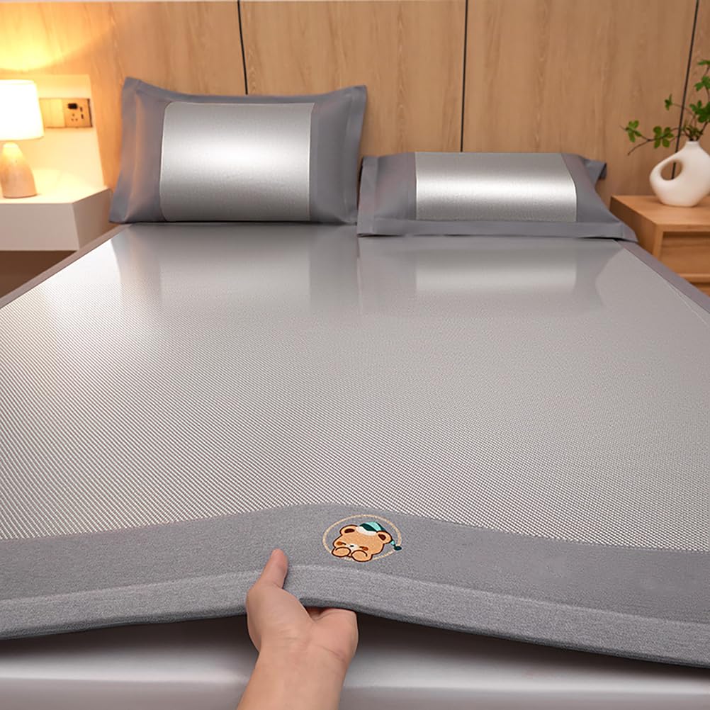 Summer Sleeping Mat, Breathable Cooling Bamboo Sleeping Mat With 2 Pillowcases, Multicolor, Multiple Sizes(H,150 * 200CM)