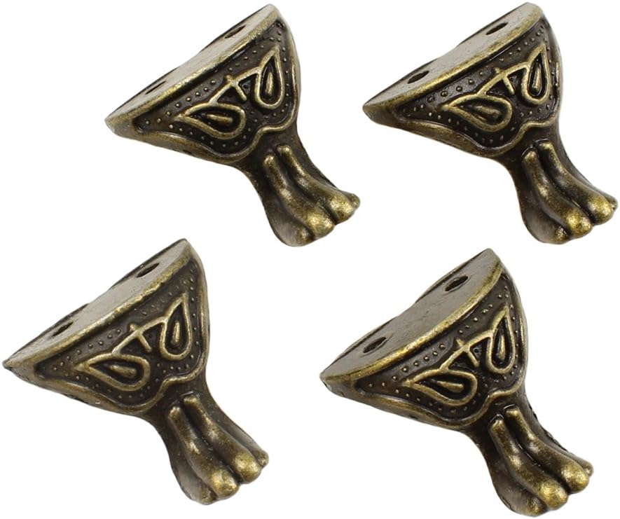 RZDEAL 4Pcs Antique Brass Box Legs Feet Corner Protector Decorative Jewelry Gift Box Wood Case Vintage(1.14'' x 1.06'')