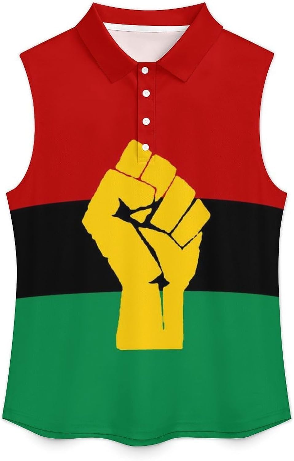 Black Power African Flag Women's Golf Shirt Sleeveless Polo Shirts Tank Tops Blouses Tennis T-Shirts Casual