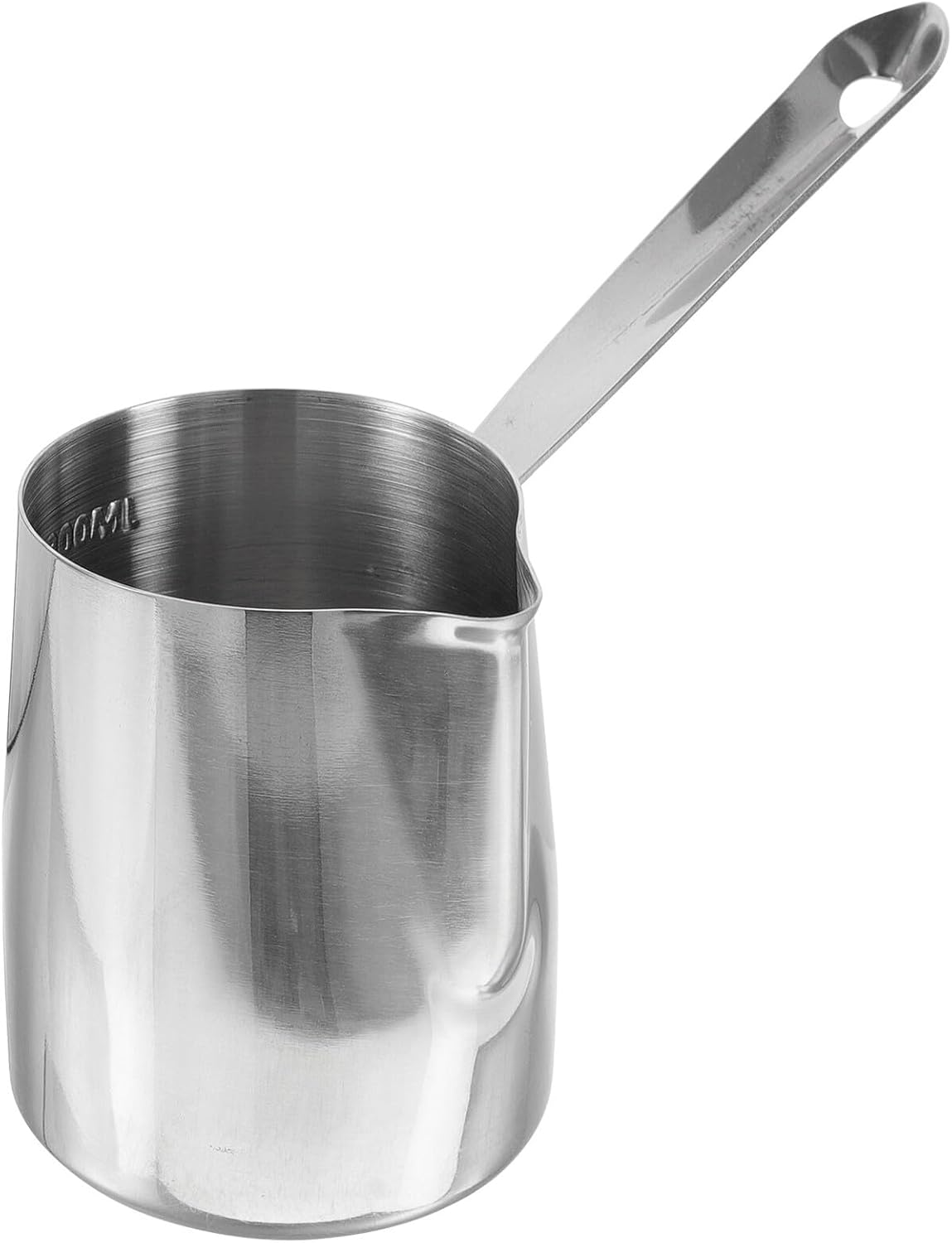 Generic Stainless Steel Milk Frothing Pitcher with Scale and Long Handle Kitchen Frothing Jug for Coffee Latte Milk Smoothies Household Use
