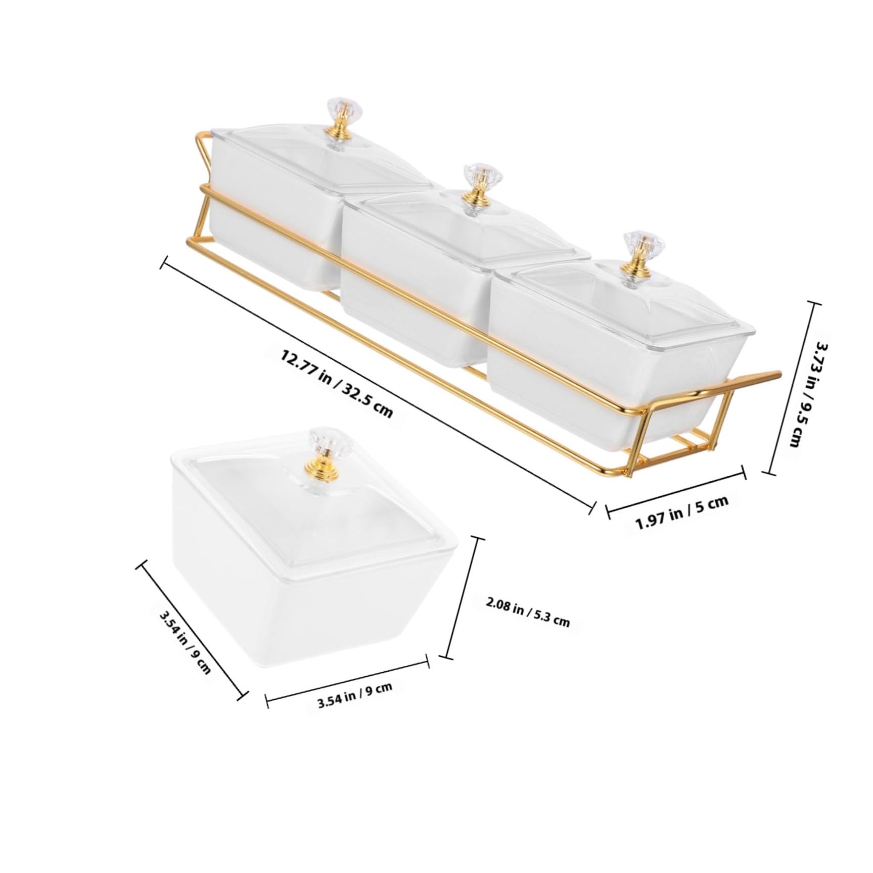 BESPORTBLE Vassoio da Portata in Ceramica Coperchio e 3 Scomparti | Bianco, Design Multicomparto, Ferro Integrato, Uso Versatile per Dolci, Snack e Condimenti