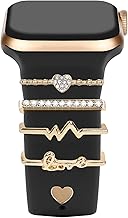 Pack of 5 Watch Charms Gold, Charms Bracelet Watch Bracelet Jewellery, Decorative Metal Rings Loops, Compatible with Silicone Strap, Suitable for Most Intelligent Watch Straps