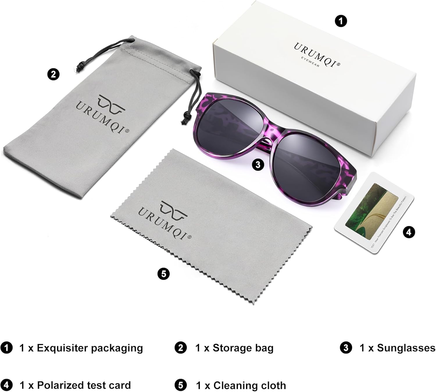 URUMQI Sunglasses Over Glasses Women, Polarized UV400 Protection Fit Over Glasses Sunglasses for Women Round Cat Eye - Image 9