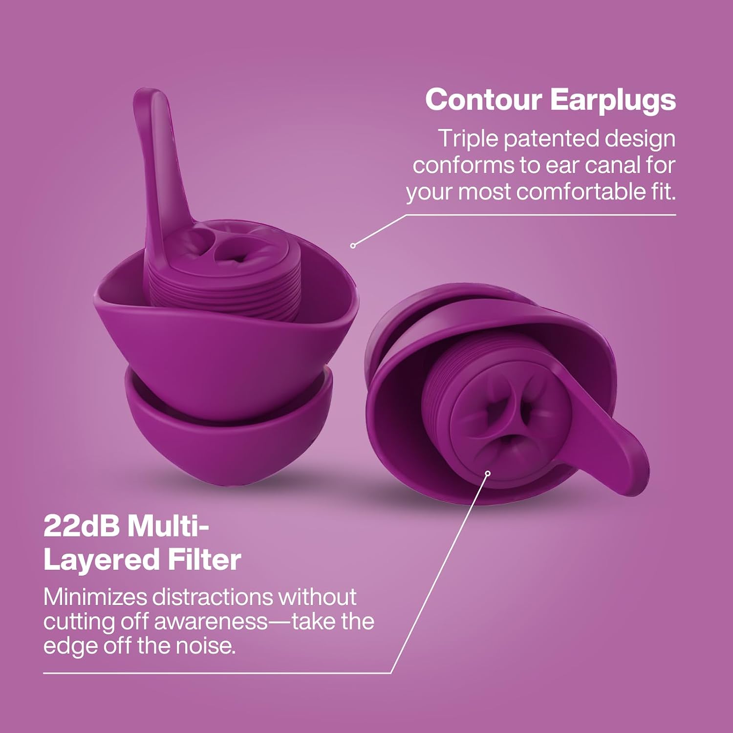 EarPeace Everyday Ear Plugs for Noise Reduction - Sugared Berry image 4