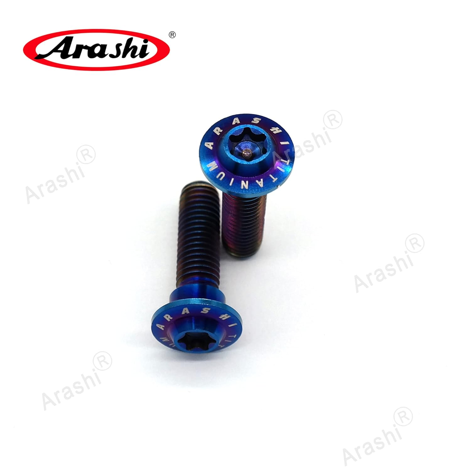 Arashi Front Brake Disc Rotors Mounting Bolts for Kawasaki Ninja ZX6R 03-16 ZX10R 04-07, Ninja 1000 ZX1000 11-13 ABS 12-19, Z1000SX 11-19 Titanium Tapered Torx Screws M8x30 Blue 10 Pcs
