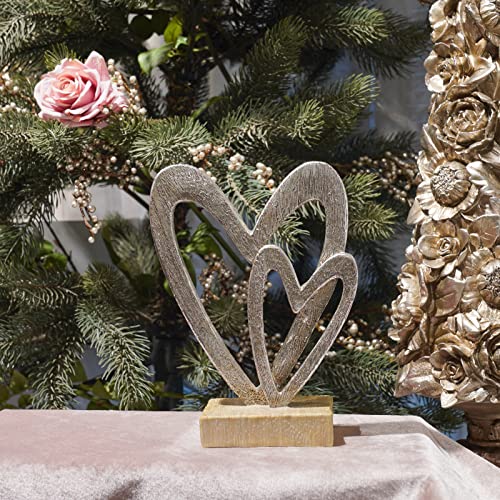 Guichifun Couple Gifts Modern Farmhouse Decor - Resin Heart Sculpture Home Décor Valentine's Day Great Gift For Husband Wife Mother Father Wedding Vows Romantic Gifts 5 X 2.25 X 6.5 Inch #TOP6