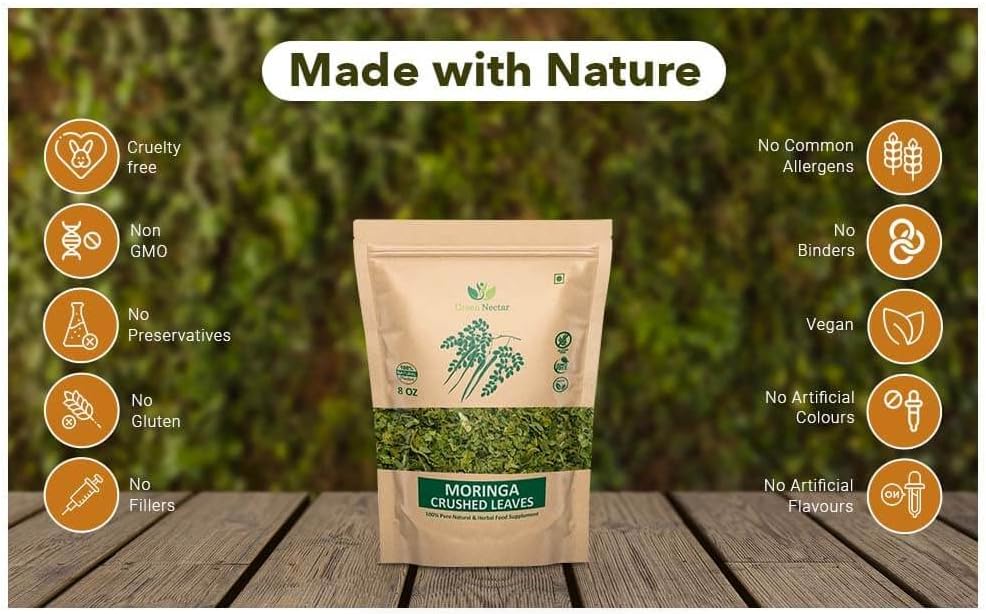 Moringa Tea Cut Leaves 8 Ounces(0.5 lb), Rich Source of Antioxidants - Green Nectar - Image 5
