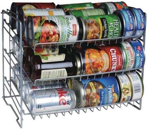 Atlantic Gravity-Fed Compact Single Canrack - Kitchen Organizer, Durable Steel Construction, Size Fits Most Pantries, PN in Silver