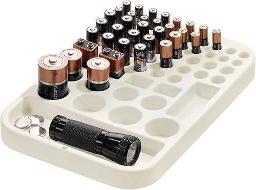 iDesign - Organizador de baterías divididas de plástico reciclado, 7.6 x 11.1 x 1 pulgadas, coco