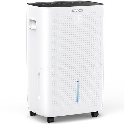 Waykar 150 Pint 7,000 Sq.Ft Dehumidifier for Basement & Home, Large Room, Smart Compressor Dehumidifier with Drain Hose & Tank for Commercial, 30%-80% Humidity Control, 92° Auto Swing, Auto Defrost.