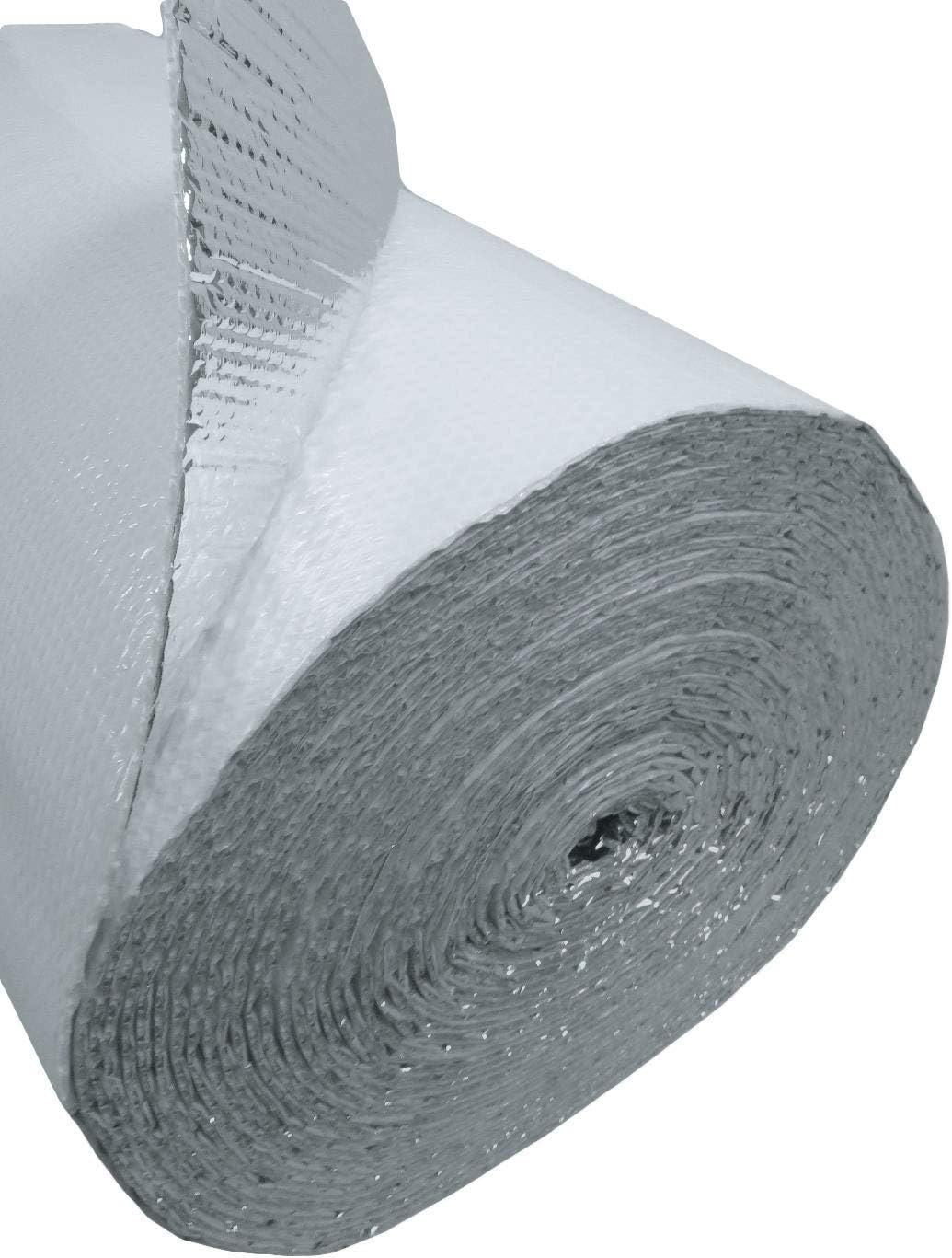 US Energy Products 80 sqft (4ft x 20ft) White Double Bubble (XTEMP) Reflective Aluminum Insulation Roll Solid Metal Building Vapor Barrier - White Concrete Commercial Residential House Buildings