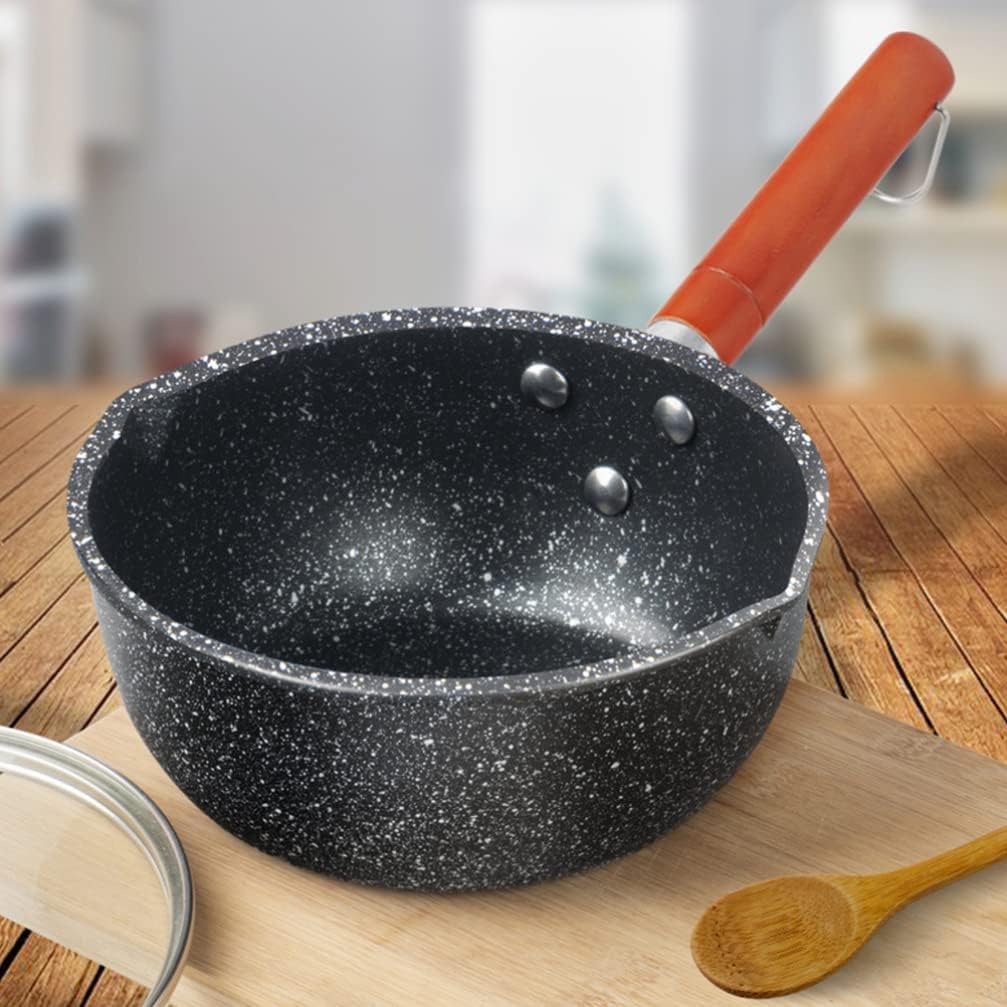 Maifan Stone Milk Pot Metal Milk Butter Warmer Pot with Handle Nonstick Saucepan Korean Ramen Noodle Pot for Home Kitchen Restaurant