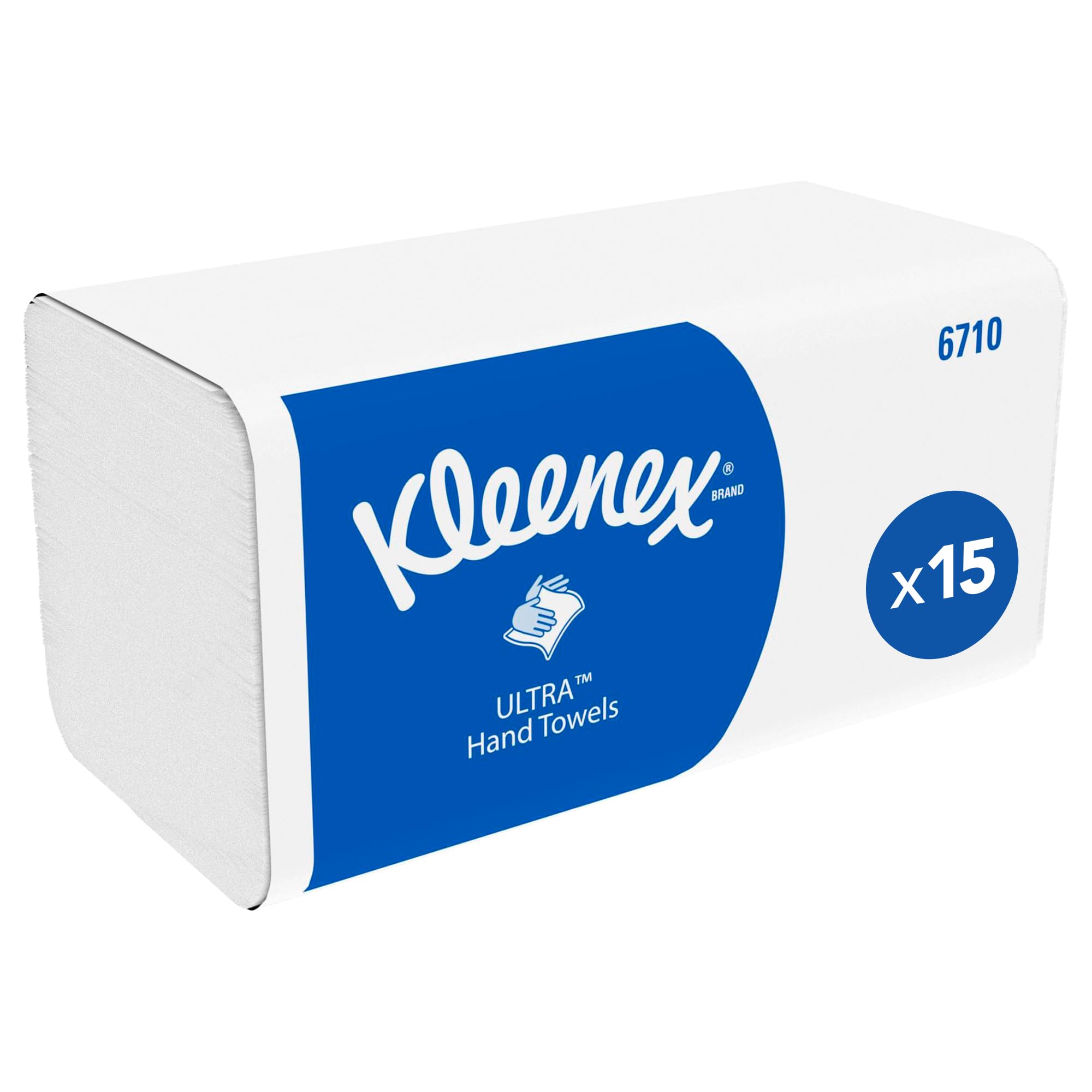 Kleenex Ultra Paper Towels 6710 V-Fold 3-Ply Towels, Ultra-Absorbent, Tear-Resistant, 15 Packs x 96 Sheets (1,440 Towels Total), Compatible with Universal Dispensers
