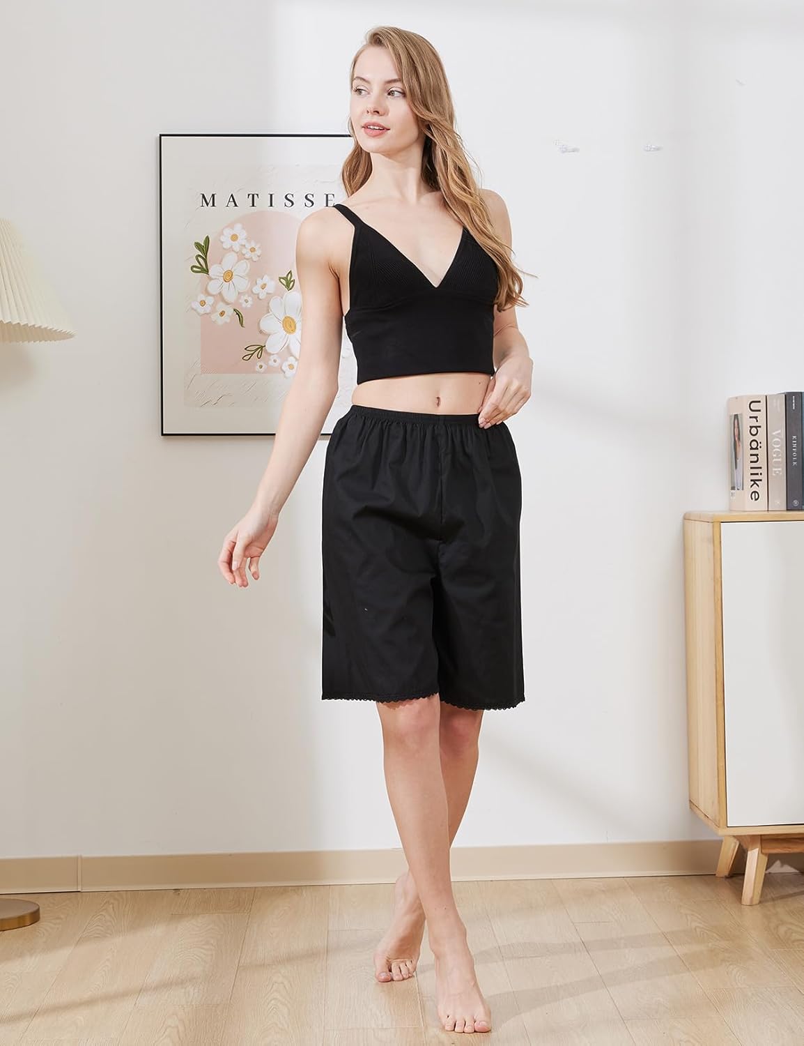 BEAUTELICATE Women 100% Cotton Pettipants Lace Trim Underskirt Loose Loungewear Elastic Waistband - Image 5