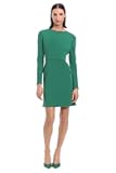 Womens Long Sleeve Sheath Dress with Flap Pockets at Side HIPS