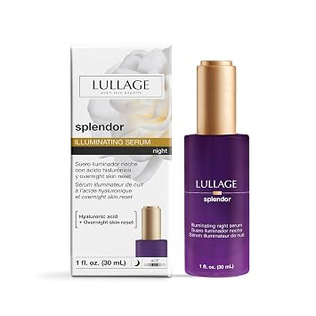 LULLAGE Splendor Illuminating Night Face Serum for All Skin Types - Deep Moisturization Overnight Skin Reset & Hyaluronic Acid Serum for the Face - 1 fl Oz Bottle