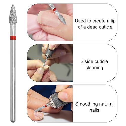 Miniatura 4 de Brocas de uñas acrílicas de diamante de 332 pulgadas con estuche, puntas de cuarzo para uñas, puntas para quitar cutículas, herramientas de manicura