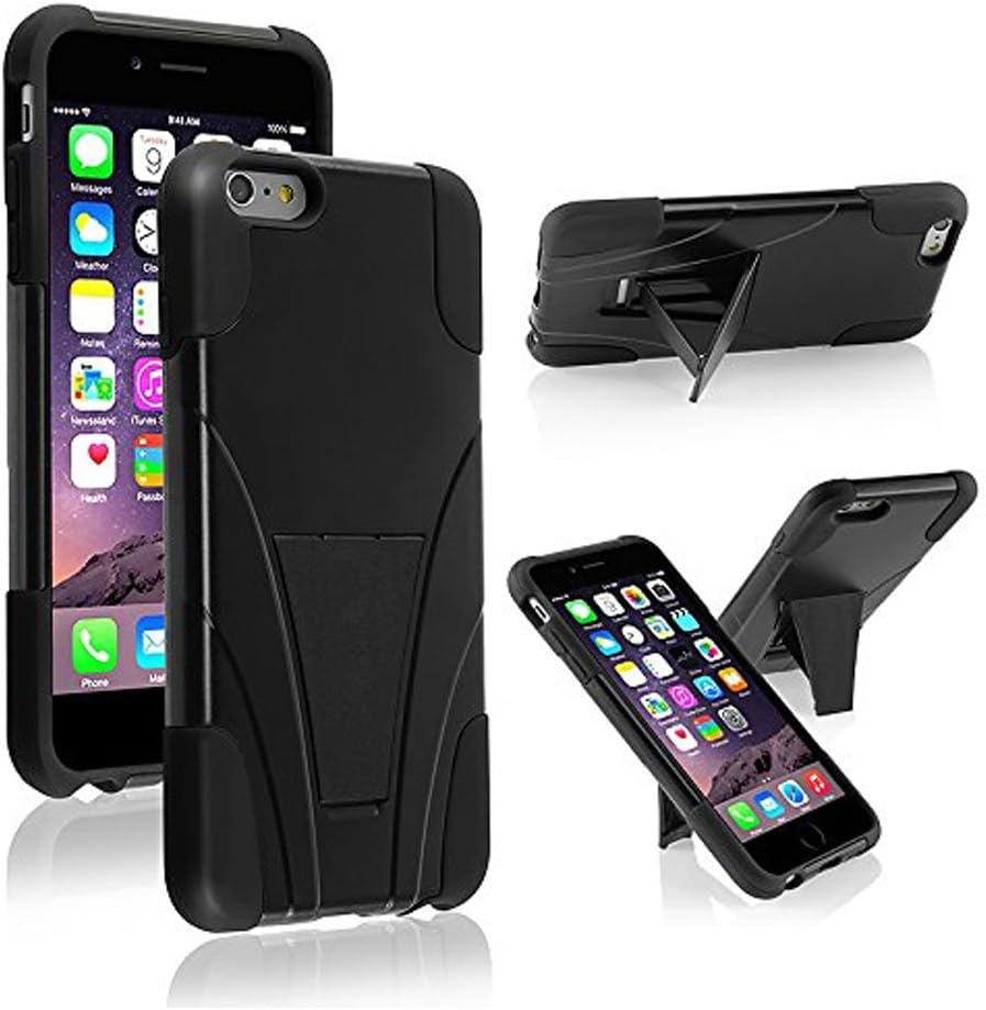 iPhone 6 plus Case,GOODEX Apple iPhone 6 plus 5.5 inch Case Slim Fit Dual Layer Defender Armor Stand Hybrid Cover with Kickstand for Apple iPhone 6 plus 5.5 BLACK