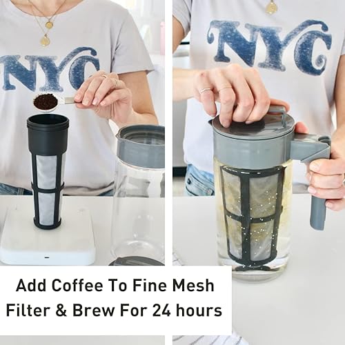 Miniatura 3 de Takeya Cafetera patentada de lujo con tapa negra, jarra hermética, 1 cuarto de galón, color negro