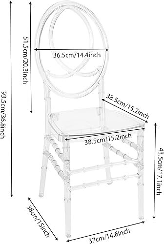Miniatura 3 de Clear Dining Chairs Set of 8, Transparent Kitchen Dining Room Chair, Modern Acrylic Ghost Chair, Crystal Chiavari Chairs High Back for Vent Wedding