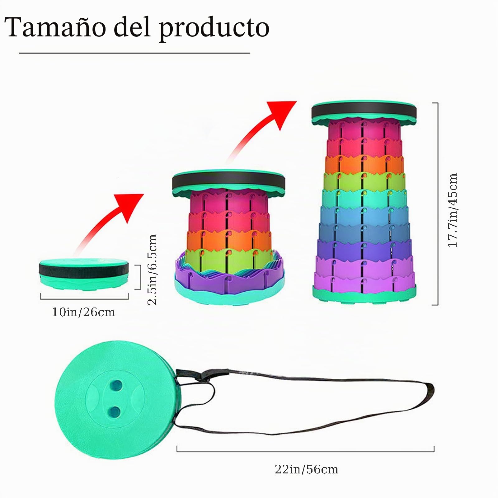 Taburete Plegable Portátil Ajustable en Altura 200 kg