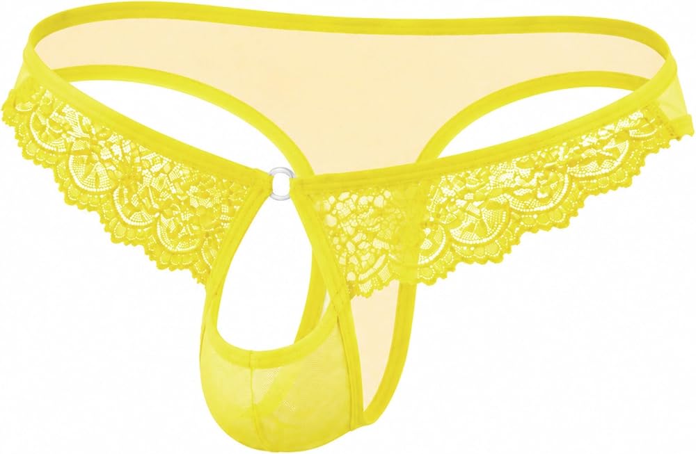 Men's Sissy Lingerie Open Front Low Rise Thong Soft Lace See Through G-string Male Extreme Bikini Panties 2-Pack — 사진 1