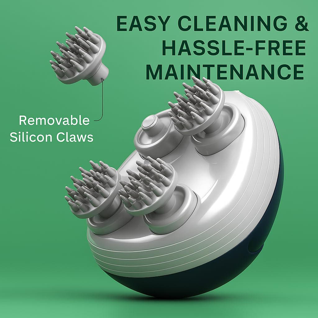 88 Ultra-Soft Silicon Nodes Primate Rechargible Electric Head Masagar-4 Cardless Scalp and Body Massage Tools With Deep Dana Rotating Head