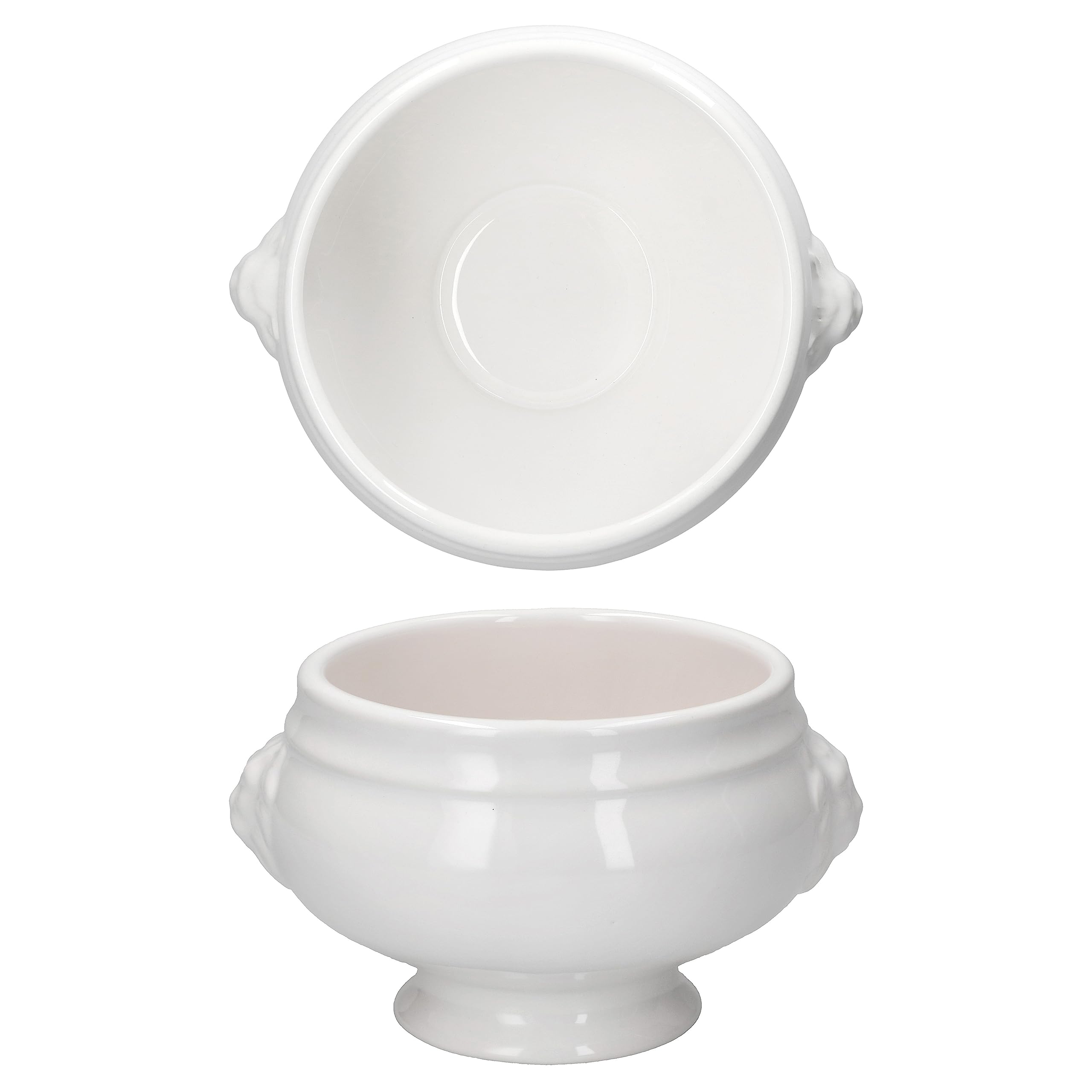 MamboCat Lot de 6 Terrines à Tête de Lion Leo I Petit 450 ml I Pour 6 Personnes I Tasses Blanches 0,45 l I Bol à Soupe pour Mariage, de Pois ou Autre