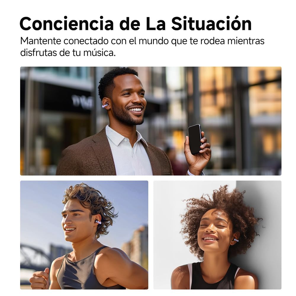 QCY Crossky C30 Auriculares Open-Ear, Bluetooth 5.4 Auriculares Clip Inalámbricos, Ajuste Seguro, Sonido Espacial, Llamadas Nítidas, Conexión Dual, IPX5 Impermeable