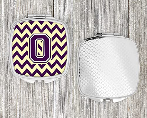 Espejo compacto rectangular de chevron morado y dorado miniatura 4
