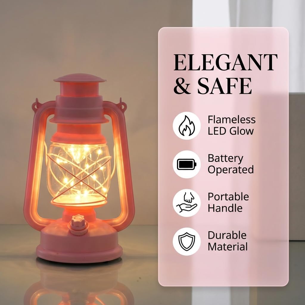 Decorative Lanterns Indoor with Warm LED Fairy Lights for Garden, Camping Lantern, Vintage Battery Operated Lantern, Outdoor Lanterns for Porch, Home Decor, Patio & Indoor Use, 2 Pack