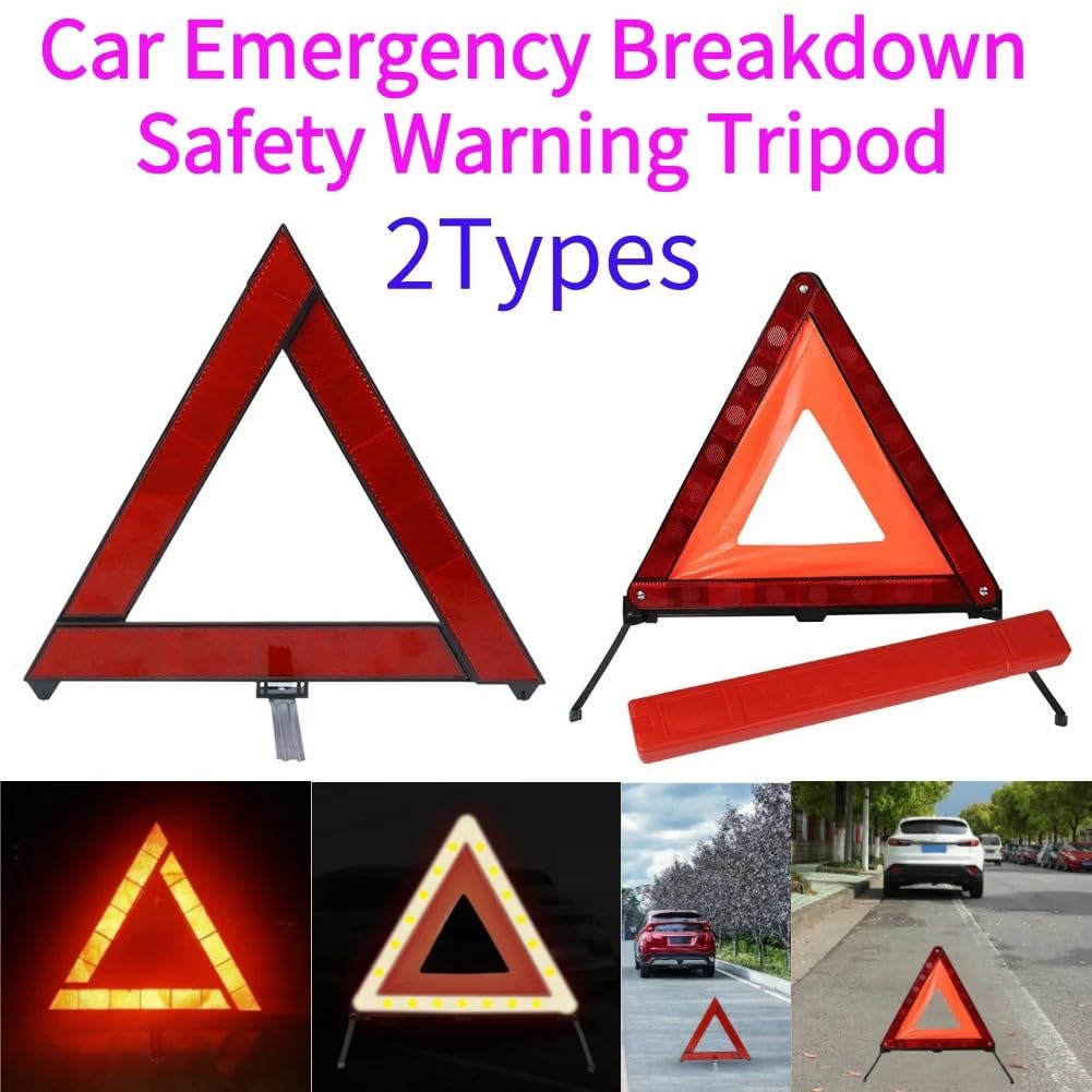 HDREFIRTD Triangolo Stradale Segnale Catarifrangente Triangolare Rosso Pieghevole avviso di guasto Emergenza per Auto Sicurezza Stradale(B)