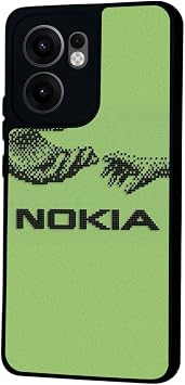 Oppo Reno 13F ile Uyumlu Nokia Tasarımlı Glossy Premium Kılıf, Yeşil