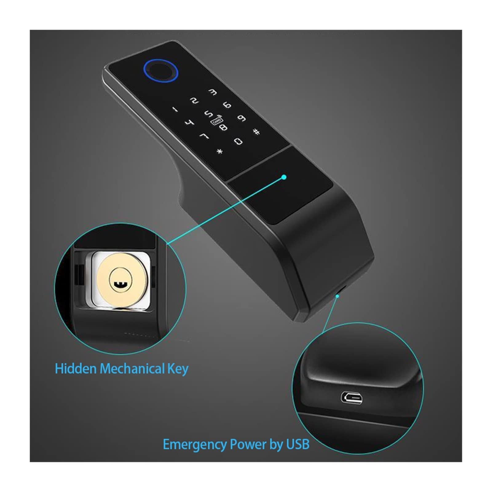 Inteligentny zamek do drzwi, Smart Electronic Fingerprint Motise Blokada IC. Aplikacja wsparcia kart do drewnianych drzwi żelaza(Basic (no APP))