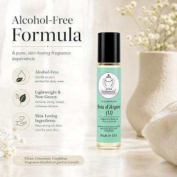 Compare to Aroma compatible with Bois d'Argent for Women and Men Fragrance Body oil on 1/3 oz (9.86ml) Travel size Roll-On Botlle