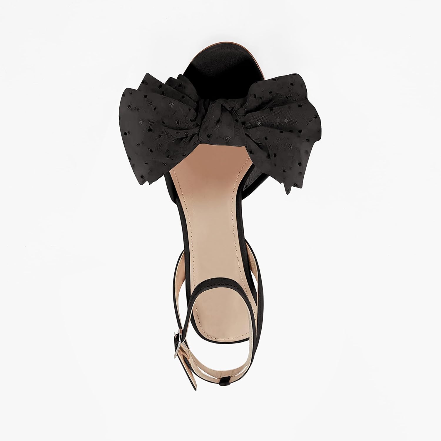 Coutgo Womens Bow Tie Heels Sandals Slingback Peep Toe Wedding Heels Mesh High Stiletto Heel Summer Cute Wedding Bridal Shoes - Image 6