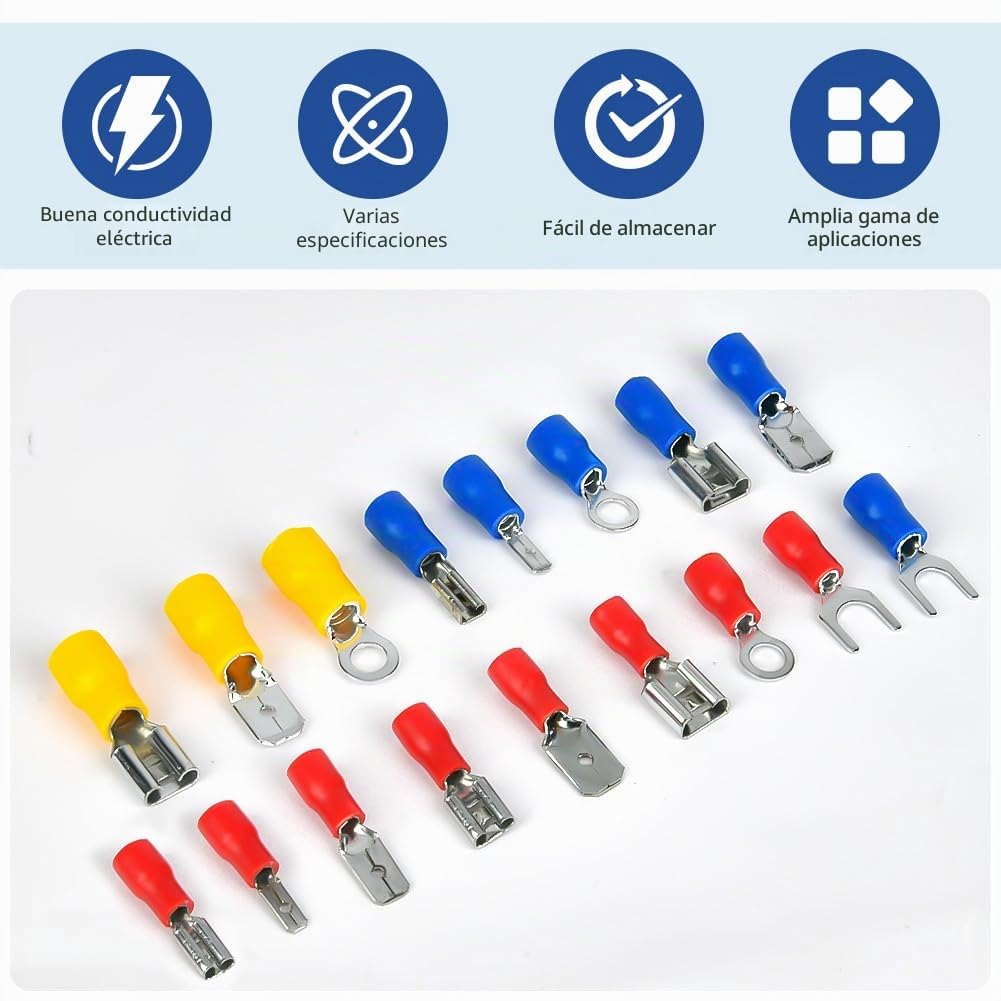 Flintronic 350 piezas Juego de Terminales Eléctricos,【0.5-6mm²】Terminales Eléctricos Aislada Macho/Hembra, Conector Cables Electricos con caja de surtido, para Industria electricistas Sistema…