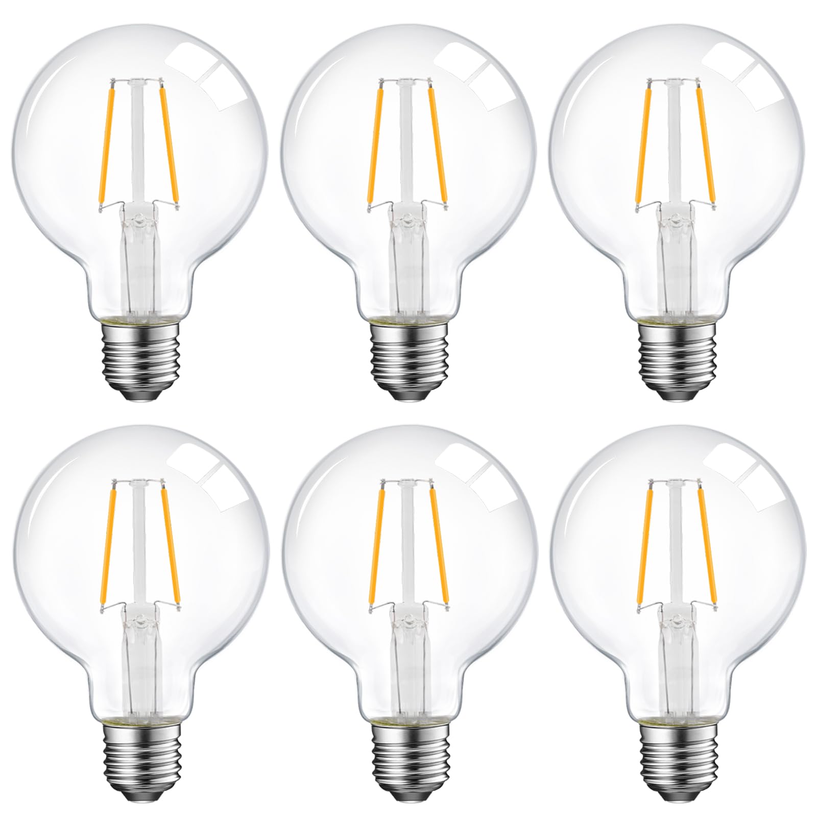 ENERGETIC SMARTER LIGHTING 5W Dimmable G25 LED Globe Light Bulb, G25 LED Vintage Light Bulb, 60W Equivalent, 500Lumens, 2700K Soft White, E26 Base, ETL Listed, 6-Pack