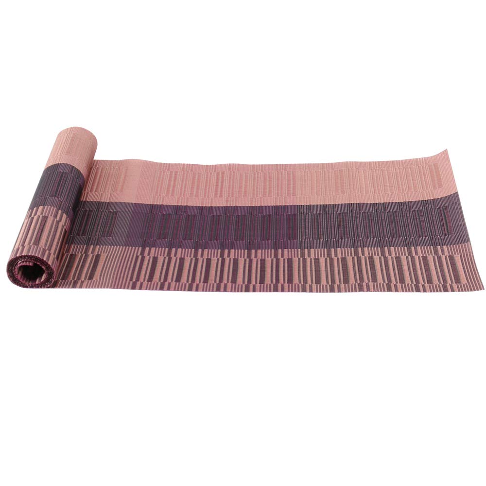 Time to Sparkle Vinyl Woven Table Runner Non slip Table Mats Waterproof Heat-resistant Dinning Table Mats Decor (Runner-Burgundy Bamboo)